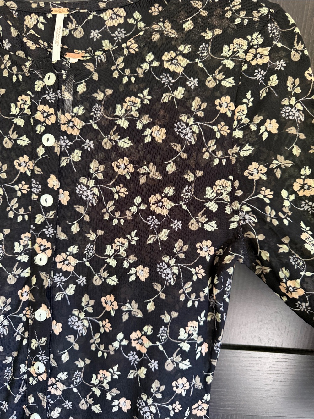 Free People Black Sheer Floral Crop Camisole and Cardigan Set - Picture 8 of 12